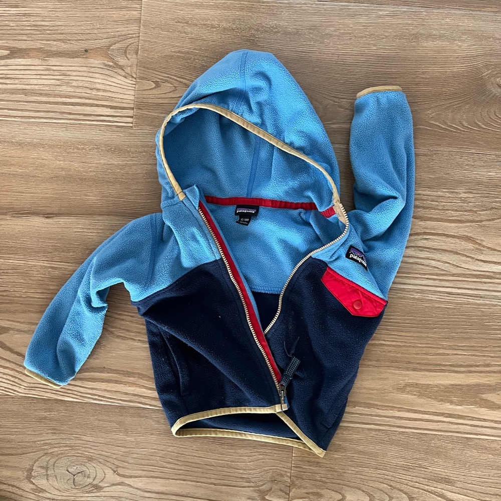 Used Baby Micro D® Snap-T® Fleece Jacket 12-18M new navy blue bird